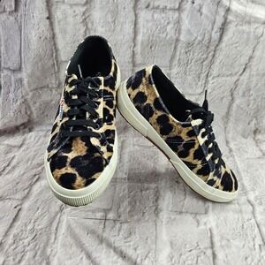 Superga Black Brown & Cream Velvet Leopard‎ Print Sneakers Women's Size 7.5